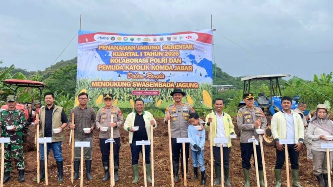 Polri dan Pemuda Katolik Perkuat Ketahanan Pangan Nasional Lewat Penanaman Jagung di Cianjur