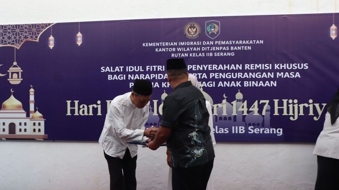 Rutan Serang Beri Remisi Idul Fitri untuk 153 Warga Binaan, Satu Langsung Bebas