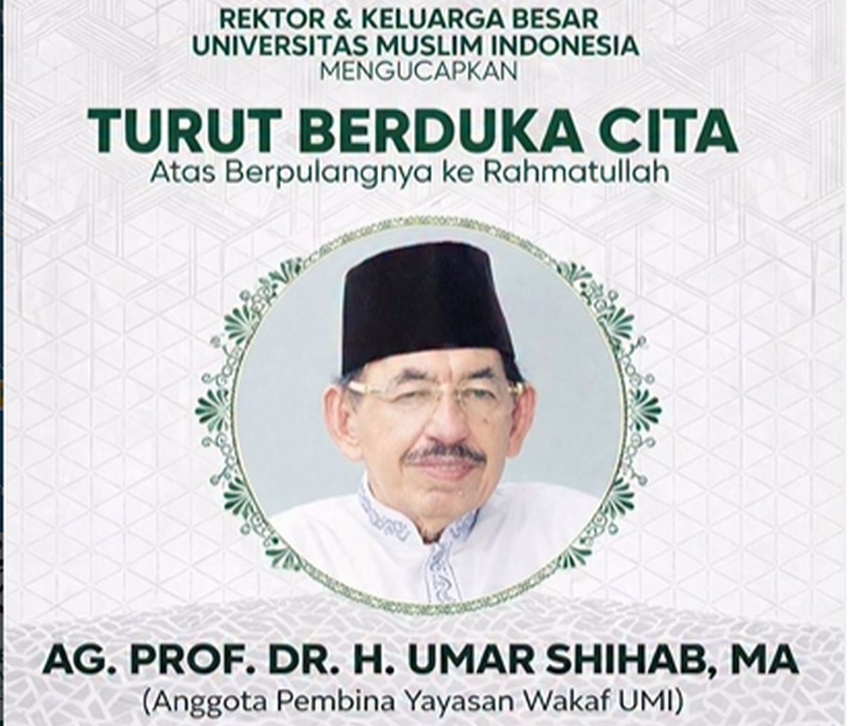 Ulama Umar Shihab, Kakak Quraish Shihab Wafat di Usia 86 Tahun