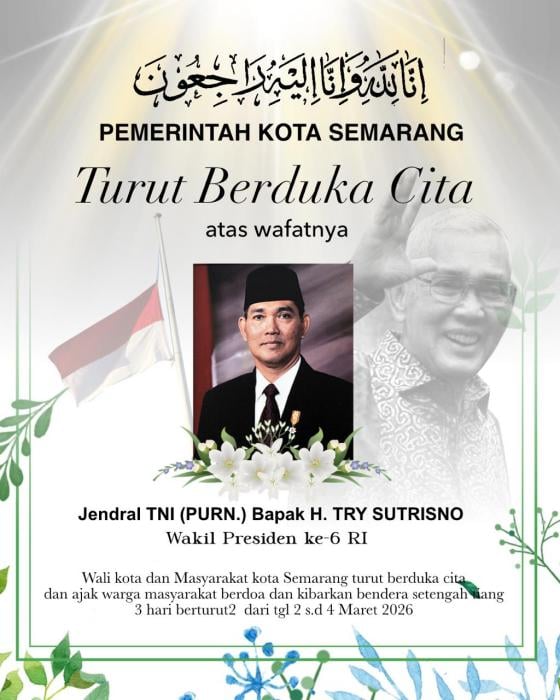 Wali Kota Semarang Ajak Warga Berdoa dan Kibarkan Bendera Setengah Tiang untuk Kenang Try Sutrisno